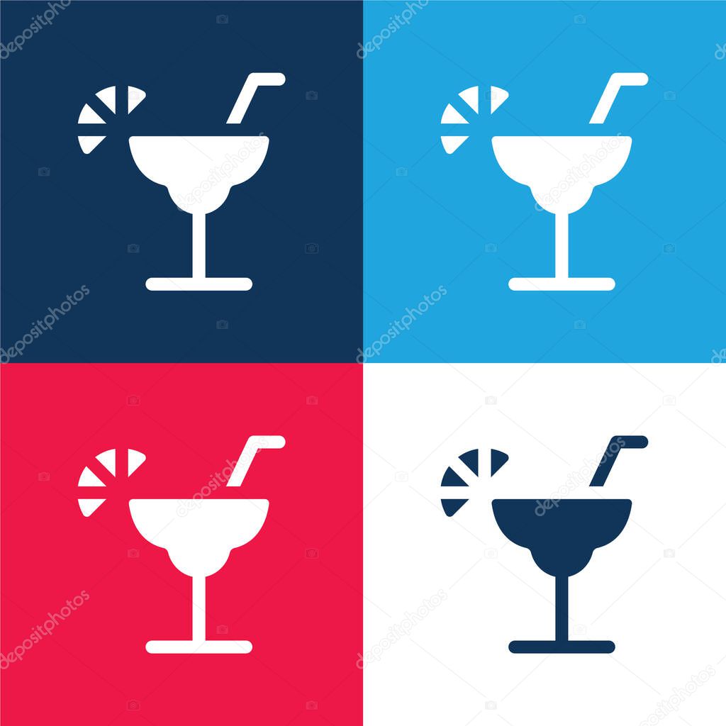 Alcohol blue and red four color minimal icon set