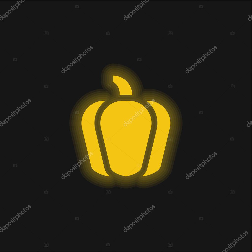 Bell Pepper yellow glowing neon icon