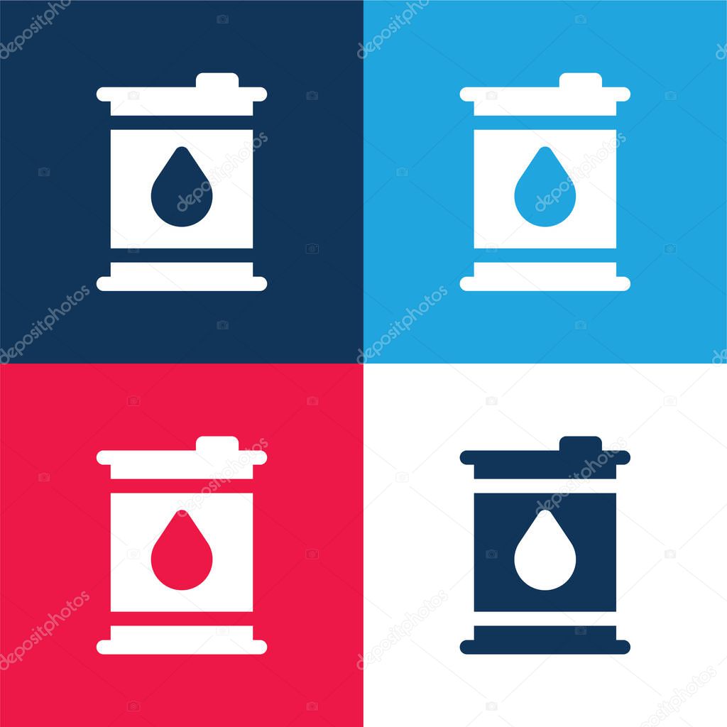 Barrels blue and red four color minimal icon set
