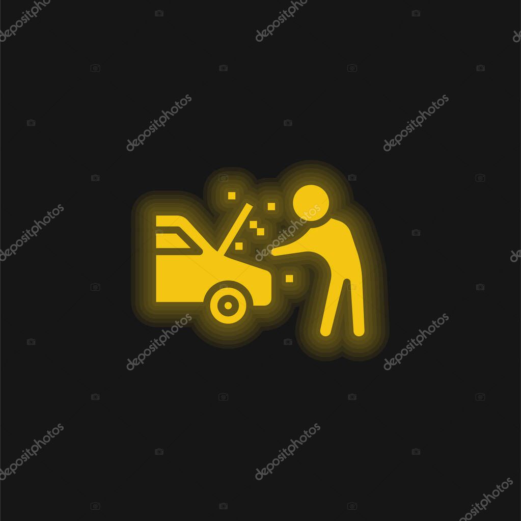 Breakdown yellow glowing neon icon