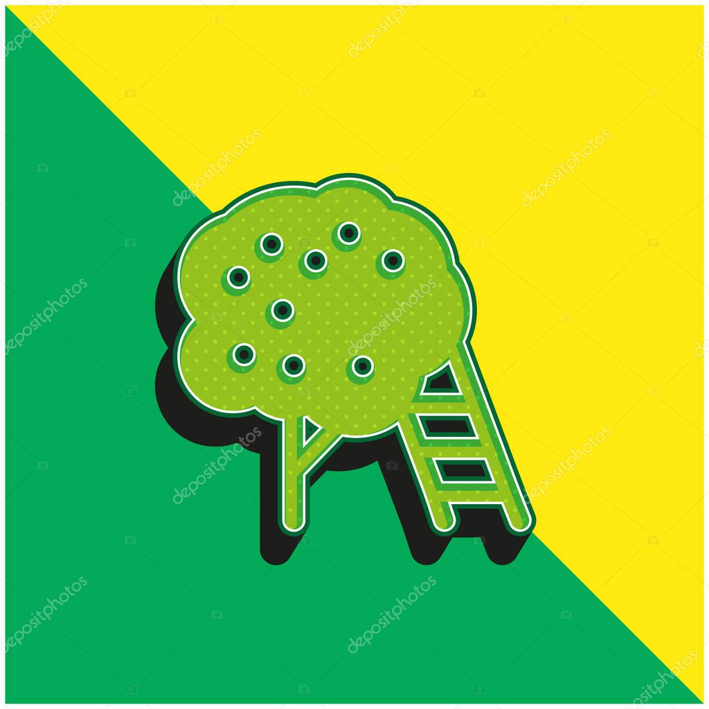 Apple Tree Green and yellow modern 3d vector icon logo