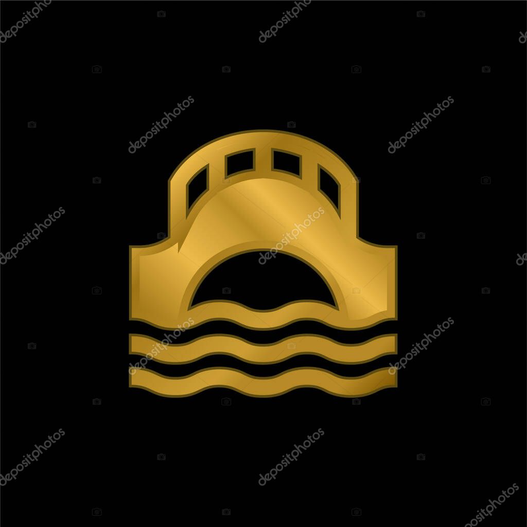 Bridge gold plated metalic icon or logo vector
