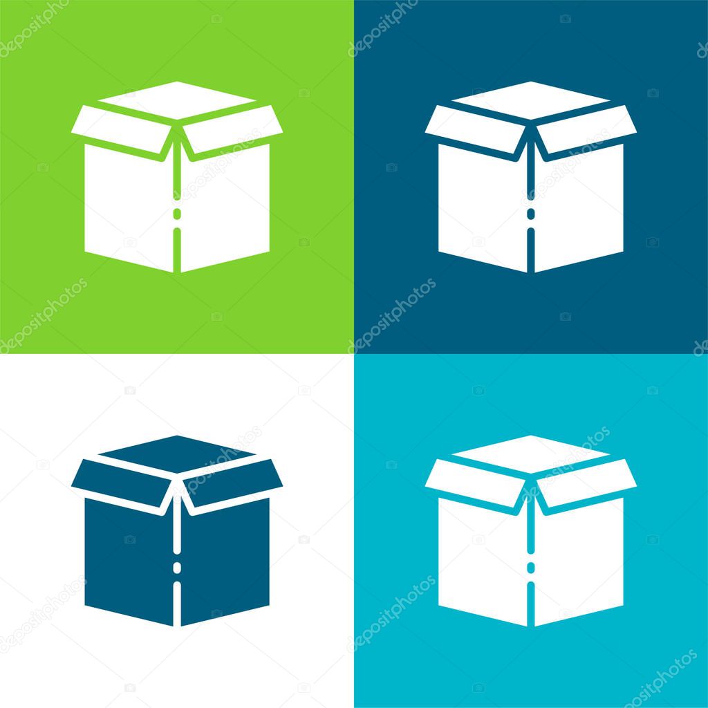 Box Flat four color minimal icon set