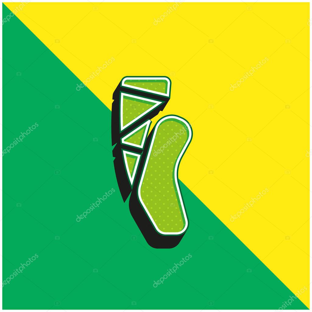 Ballet Green and yellow modern 3d vector icon logo