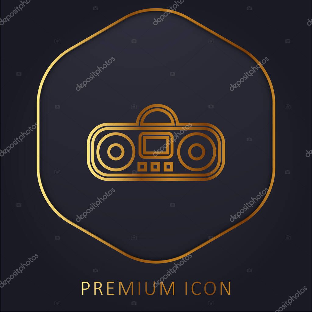 Boombox Cartoon Variant golden line premium logo or icon