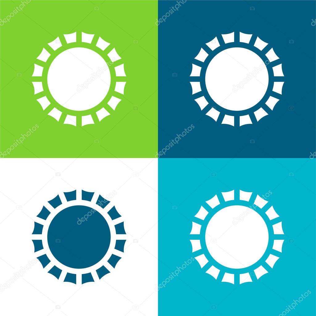 Bottle Cap Flat four color minimal icon set