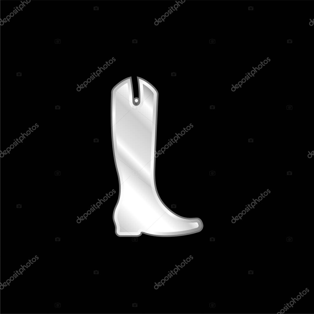 Boot Tall And Black silver plated metallic icon