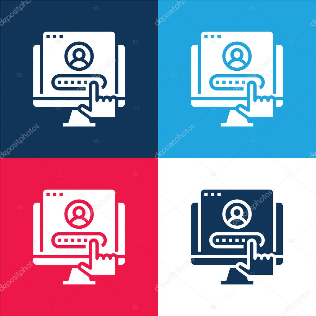 Account blue and red four color minimal icon set