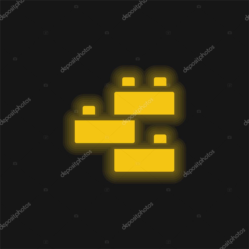 Brick yellow glowing neon icon