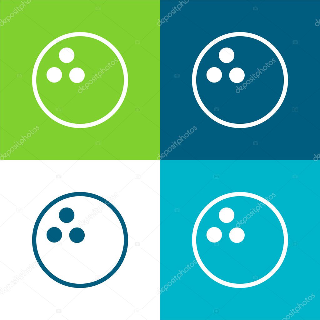 Bowling Ball Flat four color minimal icon set
