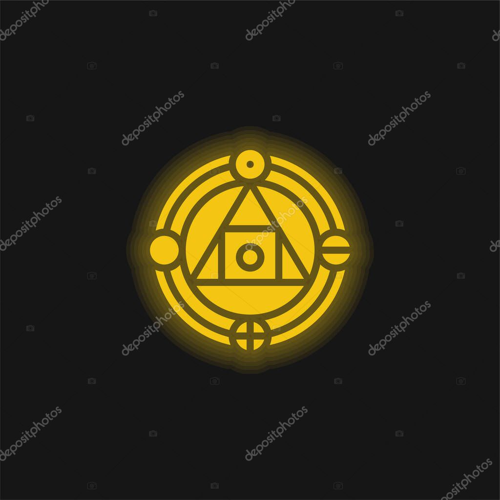 Alchemy yellow glowing neon icon