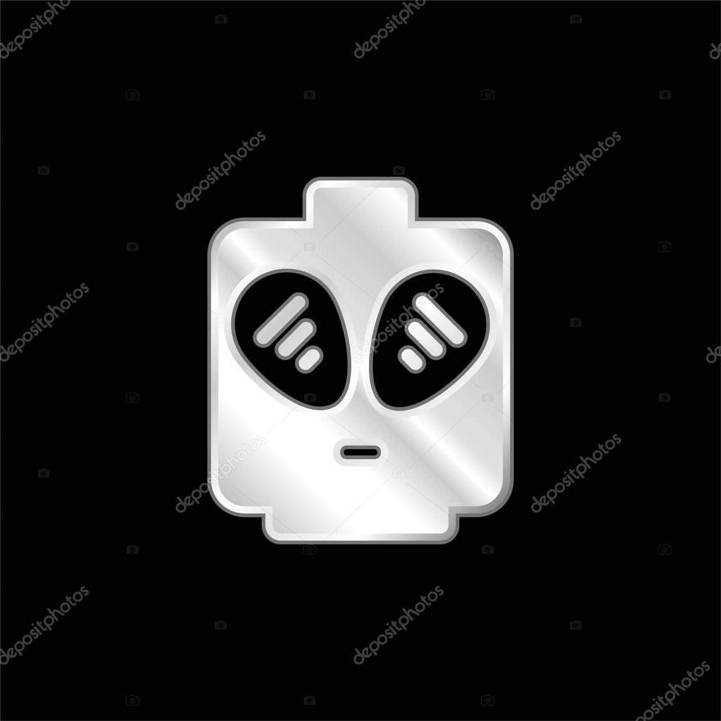Alien silver plated metallic icon