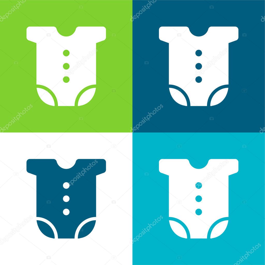 Baby Clothes Flat four color minimal icon set