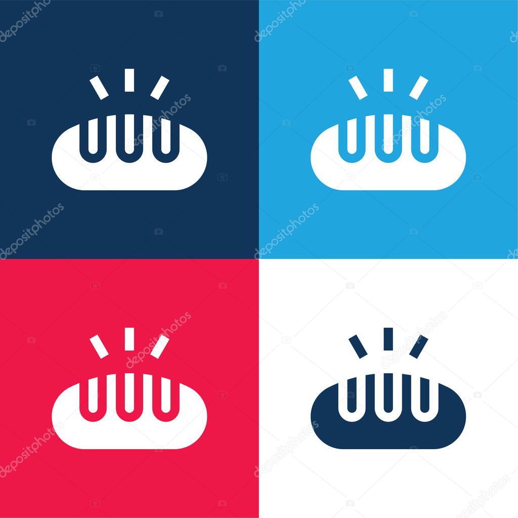 Bread blue and red four color minimal icon set