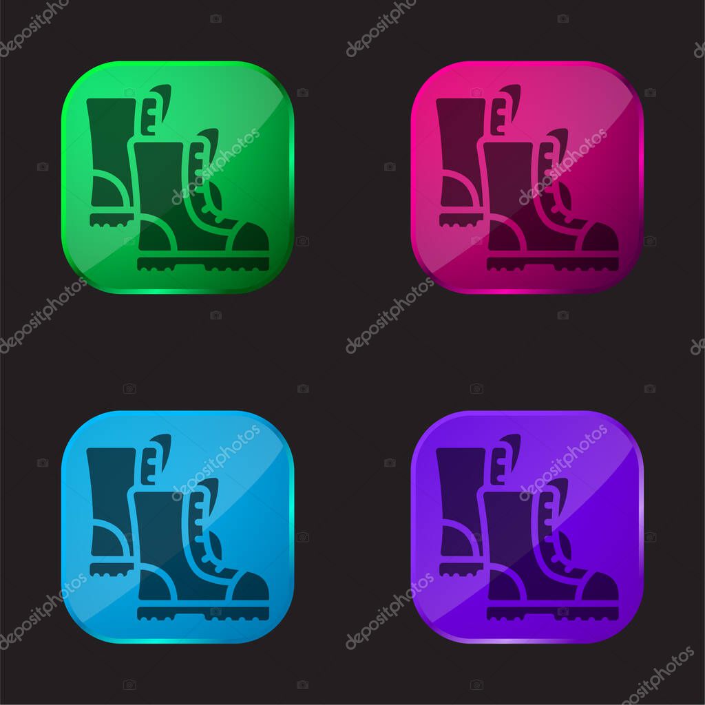 Boots four color glass button icon
