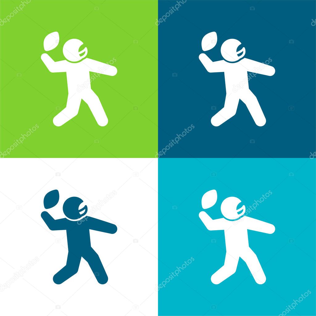 American Football Player Flat four color minimal icon set