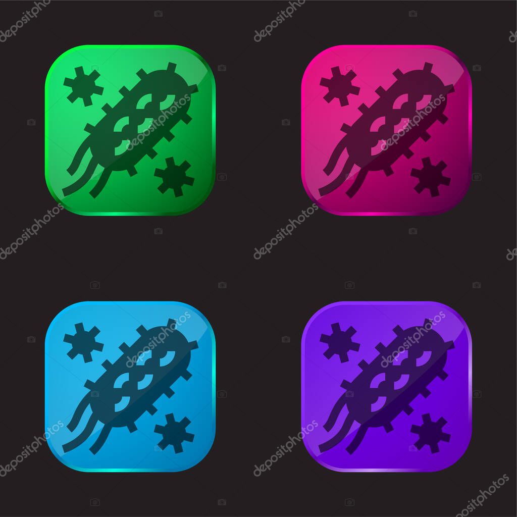 Bacteria four color glass button icon