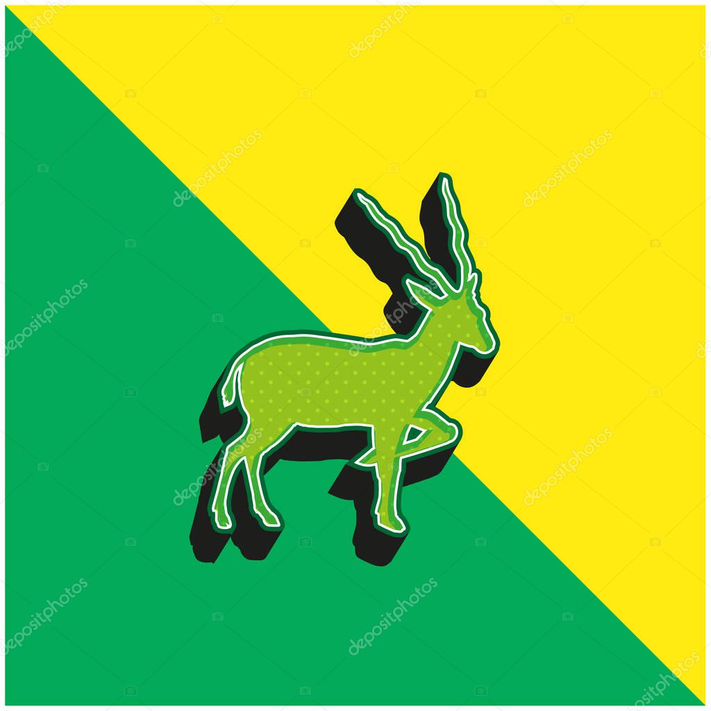 Antelope Silhouette From Side View Green and yellow modern 3d vector icon logo
