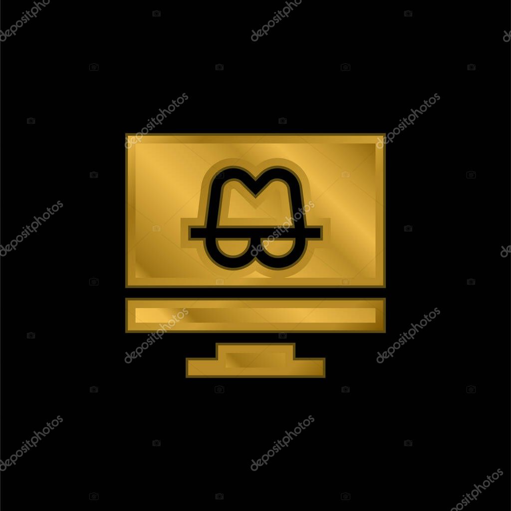 Anonymity gold plated metalic icon or logo vector