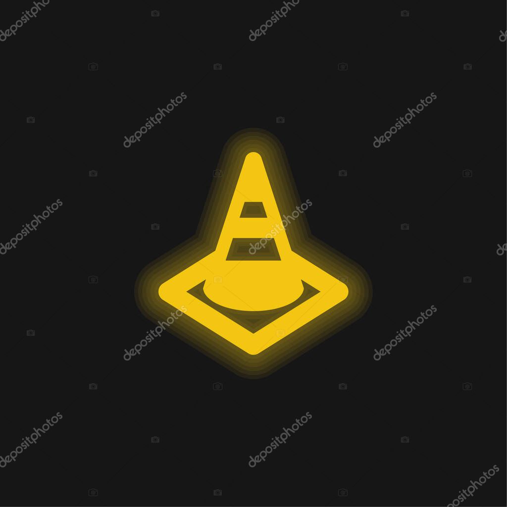 Blocking Road yellow glowing neon icon