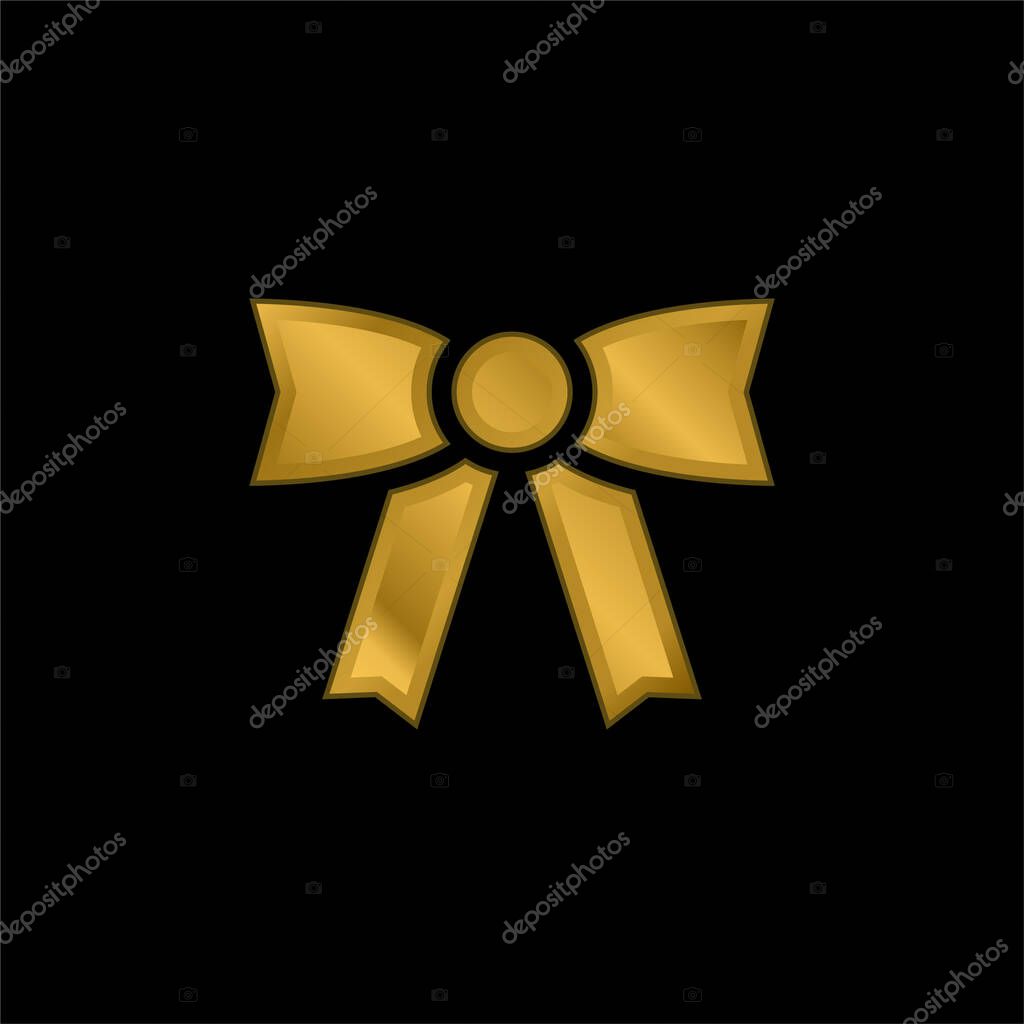 Bow gold plated metalic icon or logo vector