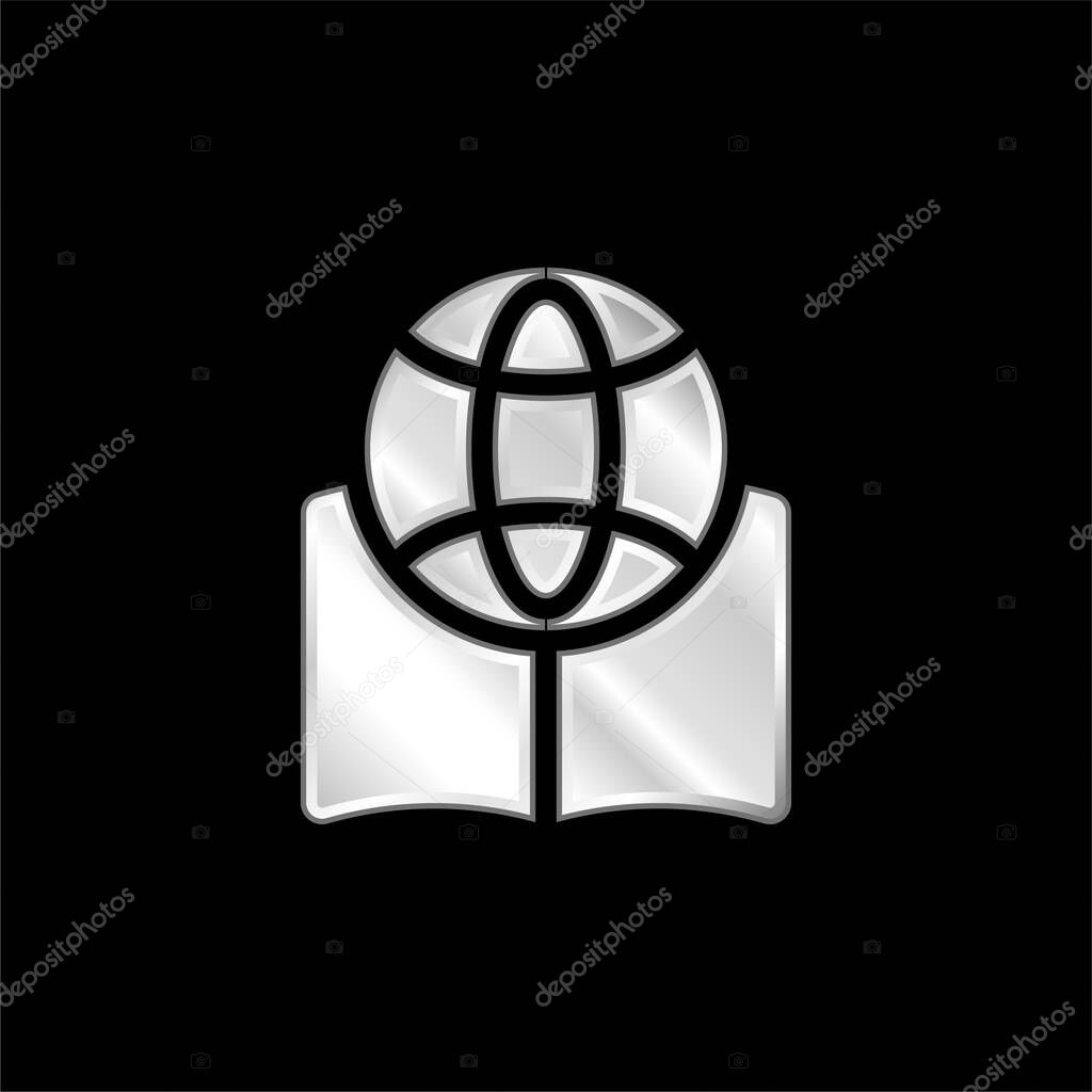 Book silver plated metallic icon