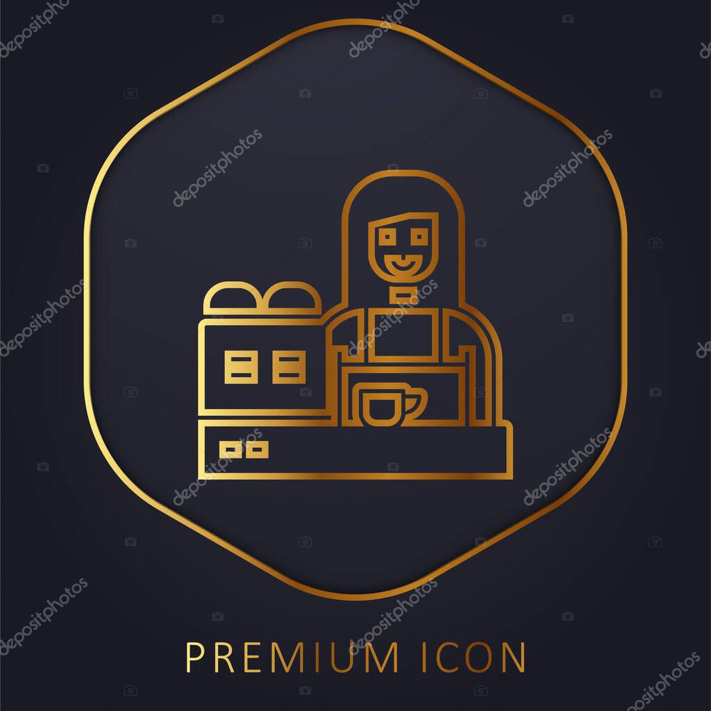 Barista golden line premium logo or icon