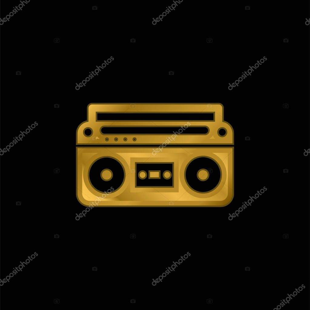 Boom Box With Controls And Settings gold plated metalic icon or logo vector
