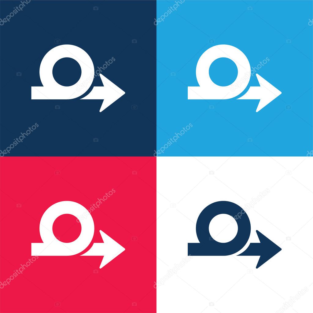 Arrow Loop Symbol blue and red four color minimal icon set