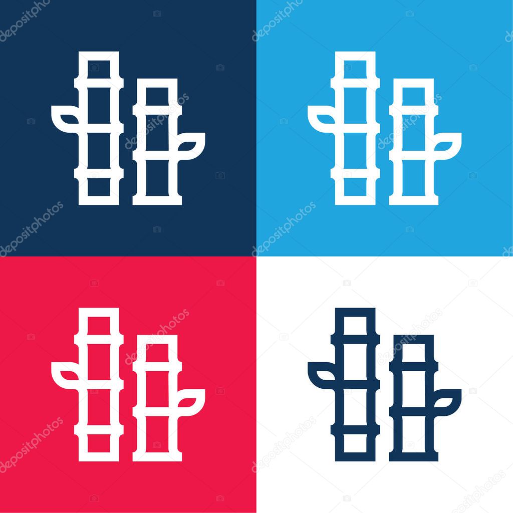 Bamboo blue and red four color minimal icon set