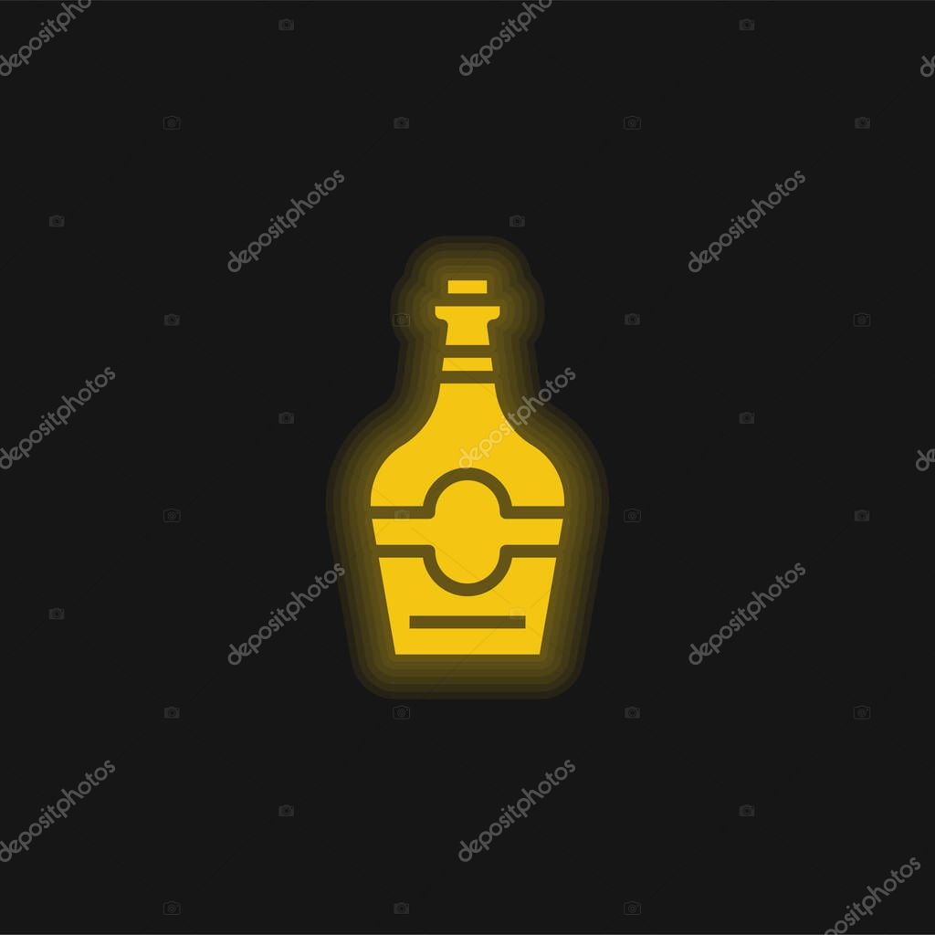 Bottle yellow glowing neon icon