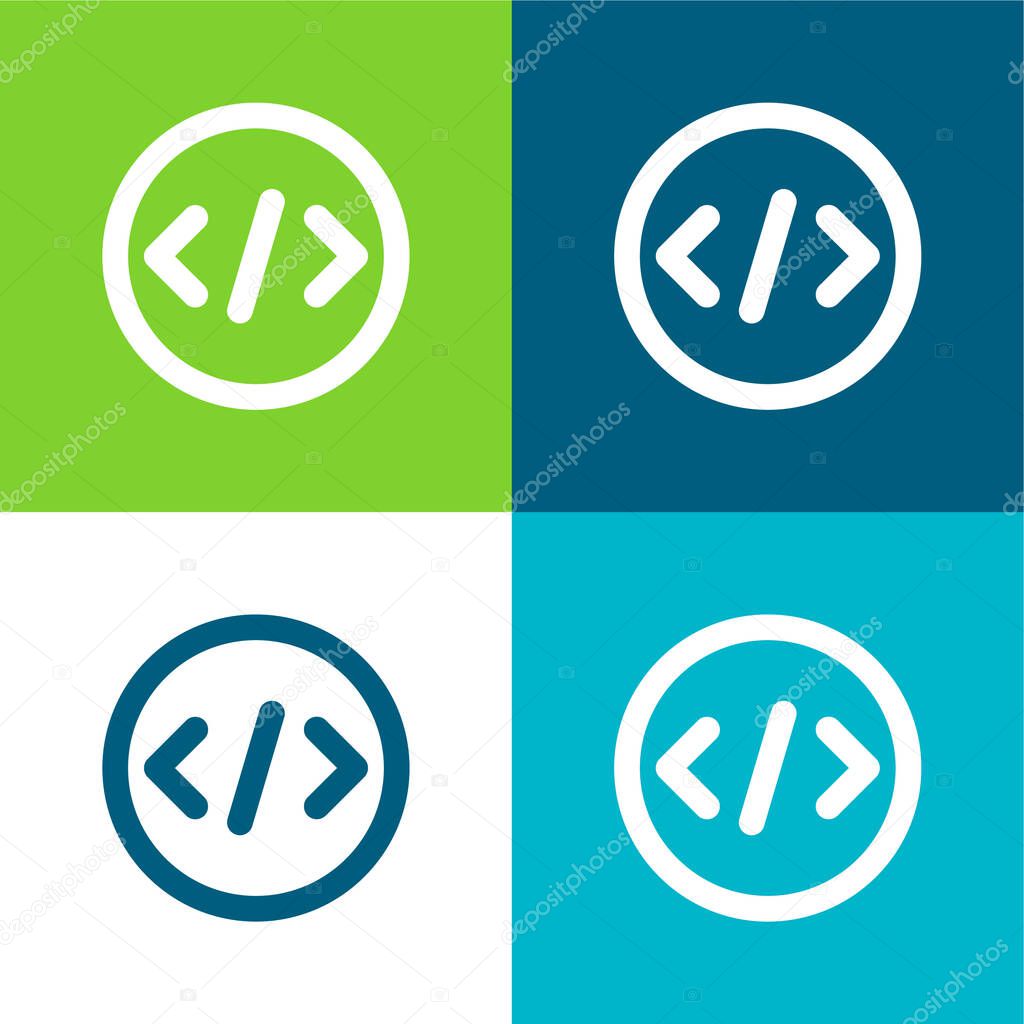 Bracket Flat four color minimal icon set