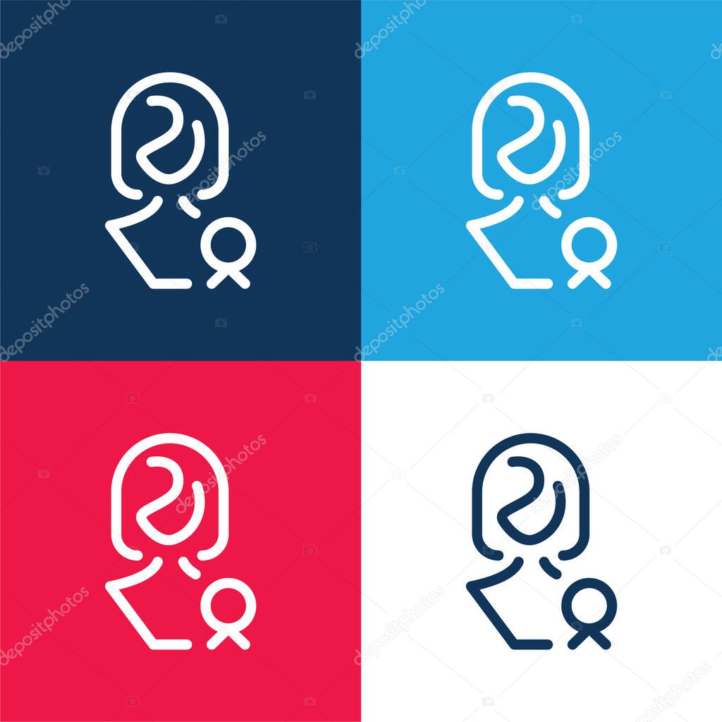 Awarded Lady blue and red four color minimal icon set