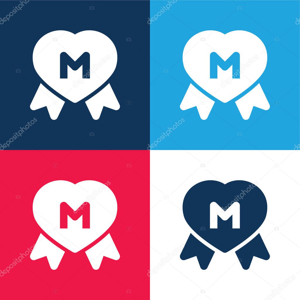 Award blue and red four color minimal icon set