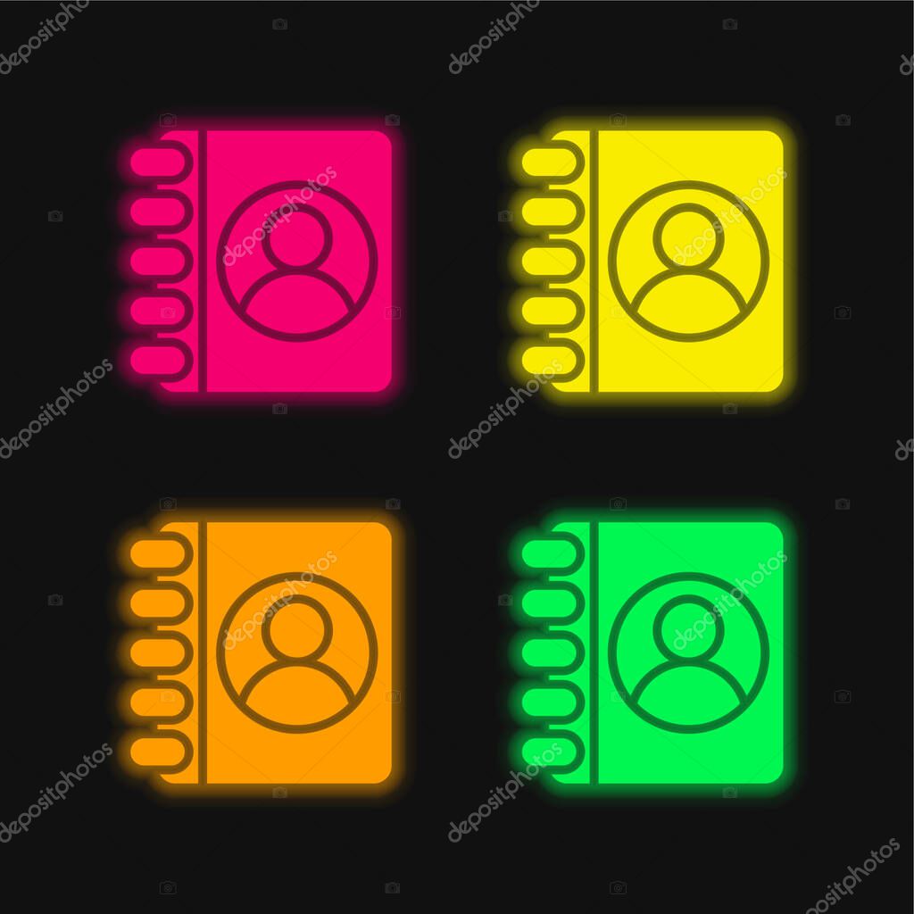 Agenda four color glowing neon vector icon