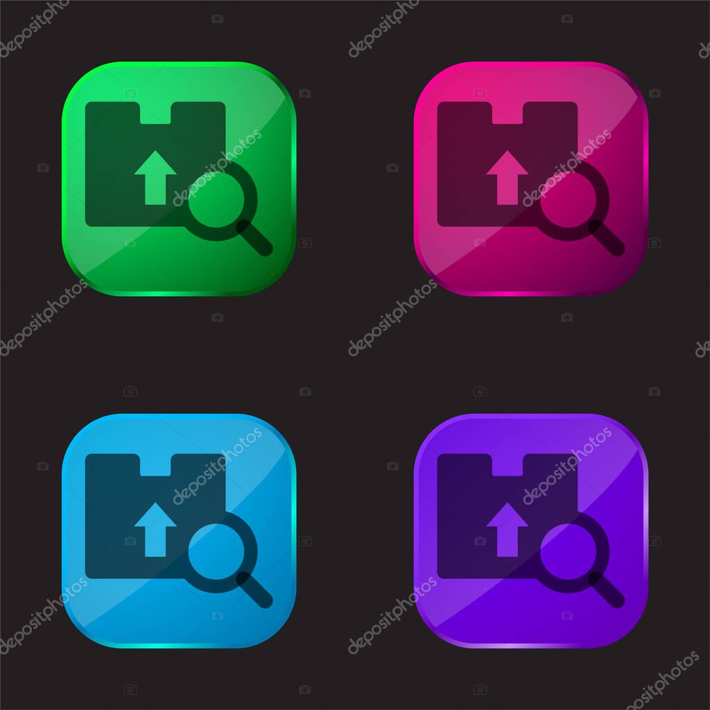 Box four color glass button icon