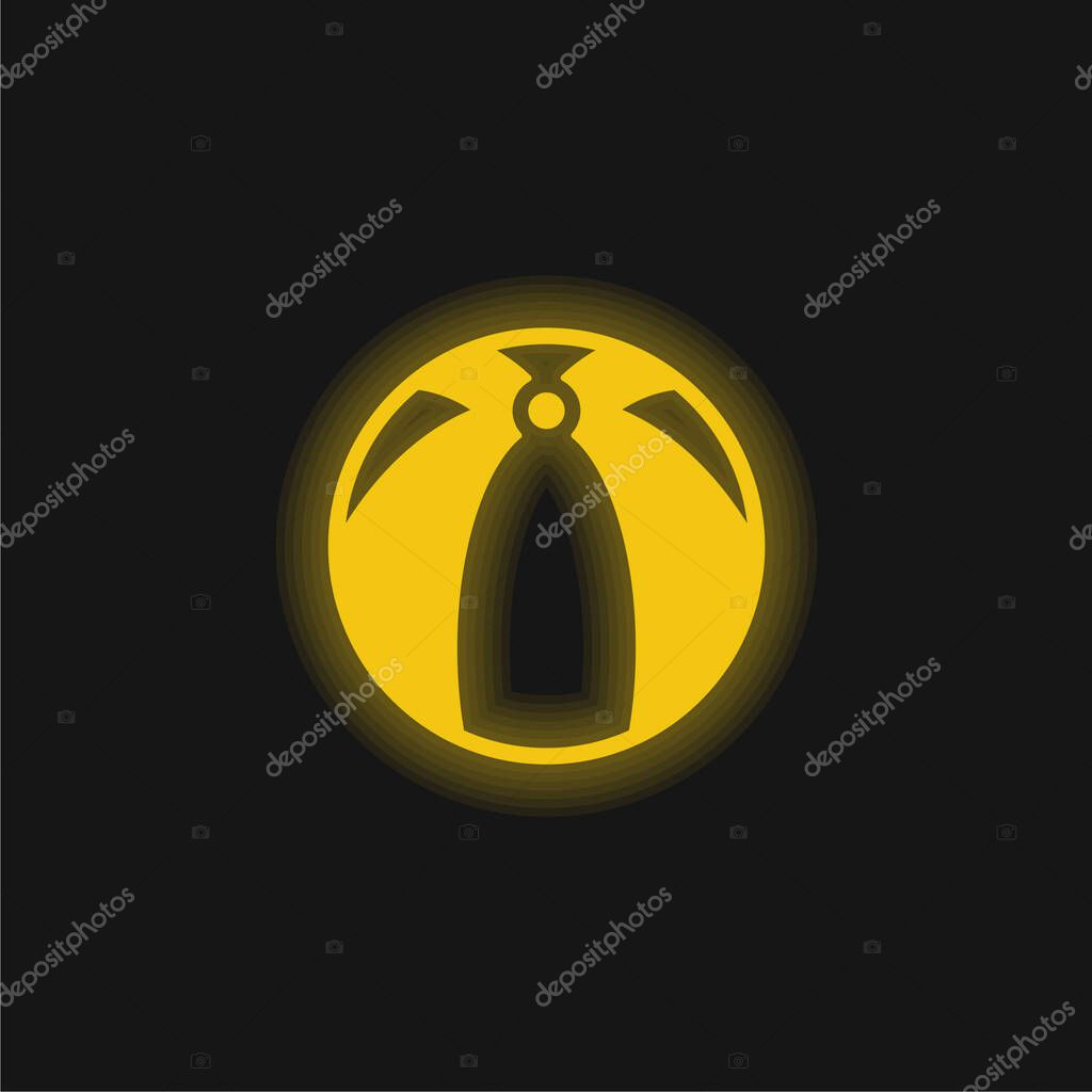 Big Beach Ball yellow glowing neon icon