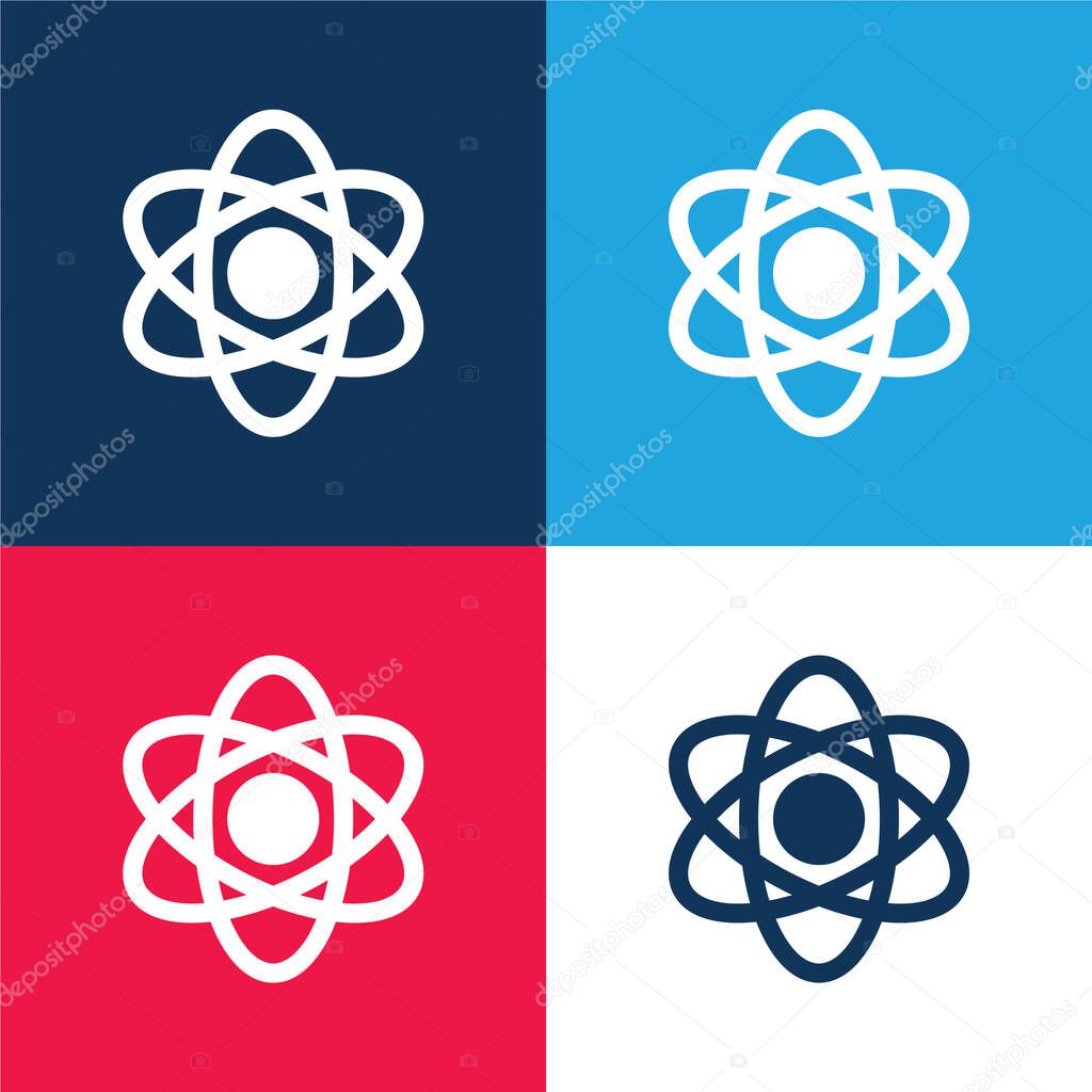 Atom blue and red four color minimal icon set