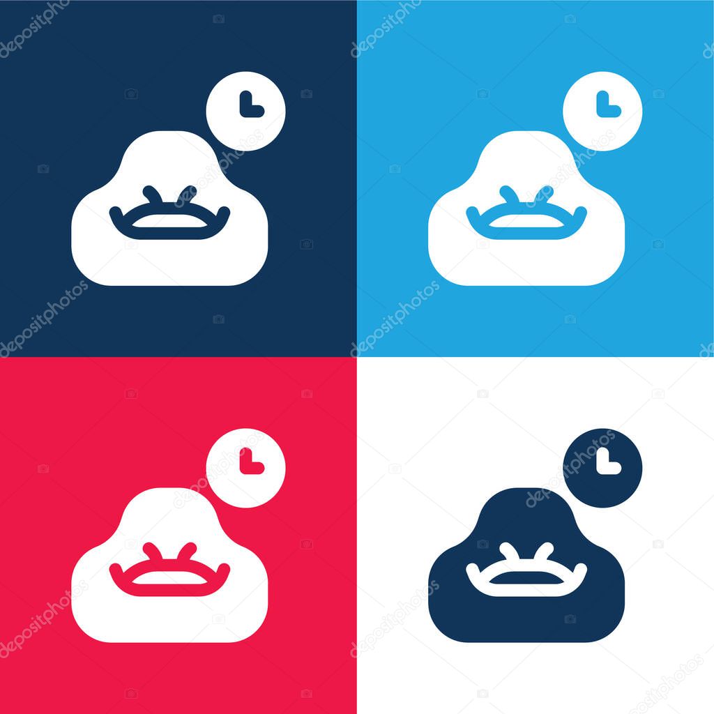 Bean Bag blue and red four color minimal icon set