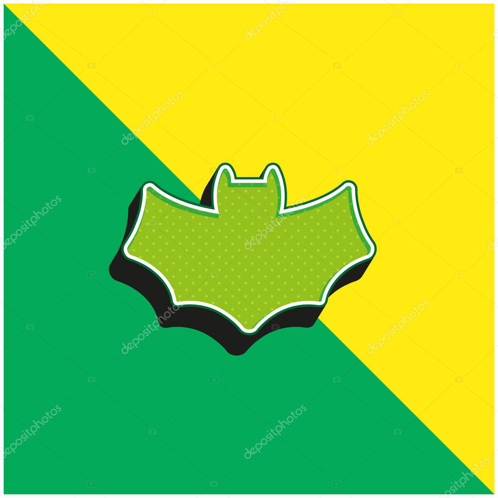 Bat Green and yellow modern 3d vector icon logo