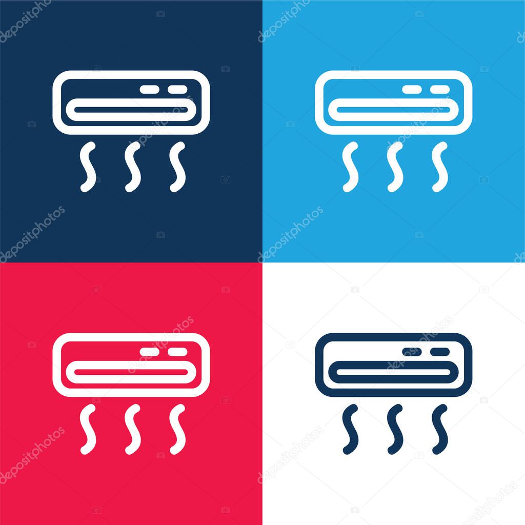 Air Conditioner blue and red four color minimal icon set