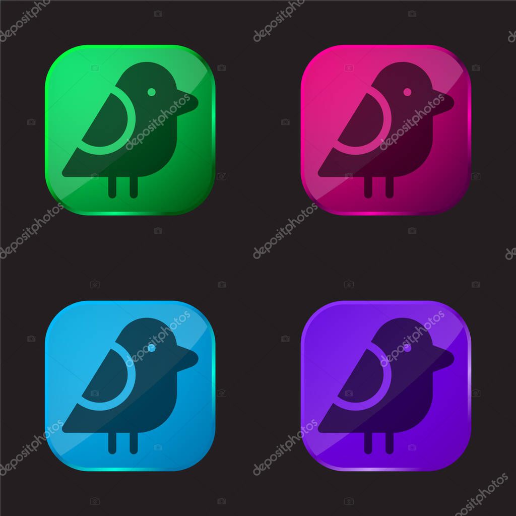 Bird four color glass button icon