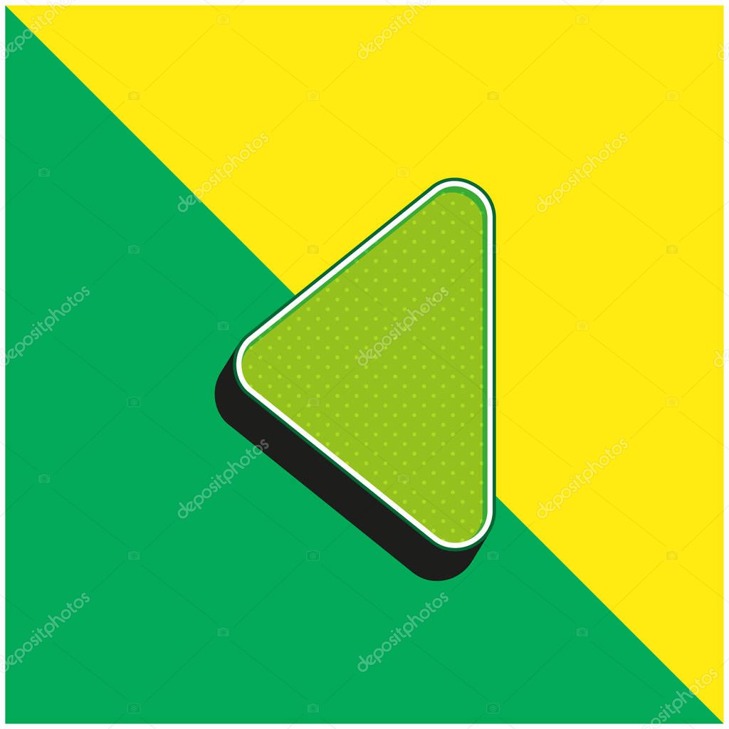 Black Triangular Arrowhead Pointing To Left Direction Green and yellow modern 3d vector icon logo