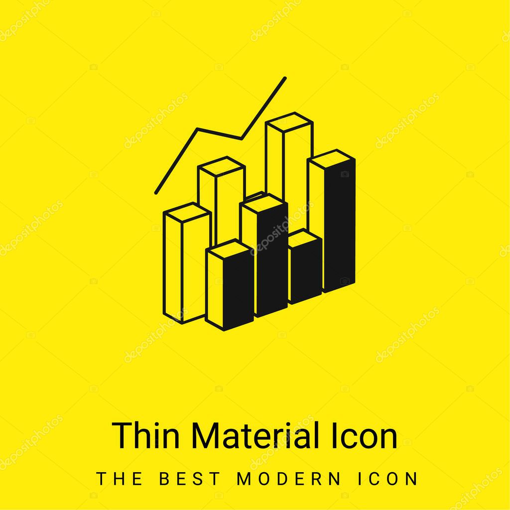 3d Data Analytics Dual Bars Graphic minimal bright yellow material icon