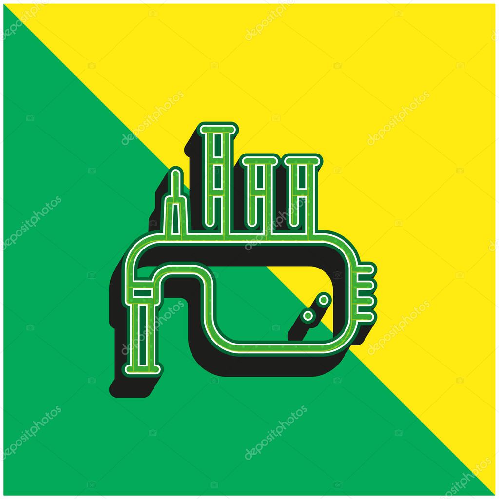 Bagpipes Green and yellow modern 3d vector icon logo