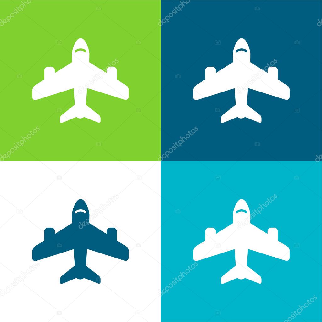 Airport Sign Flat four color minimal icon set