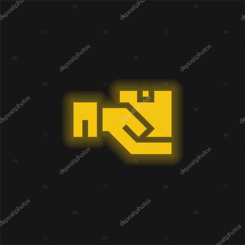 Box yellow glowing neon icon