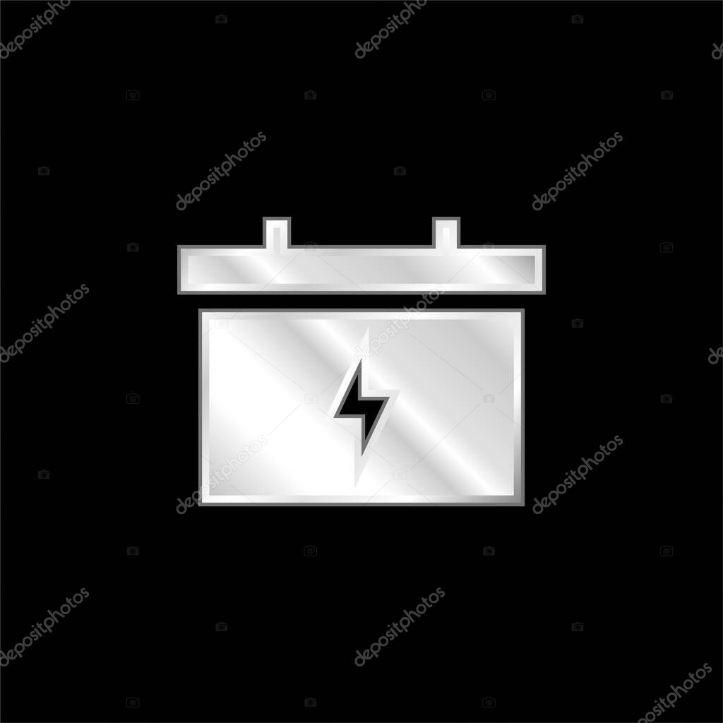 Battery silver plated metallic icon