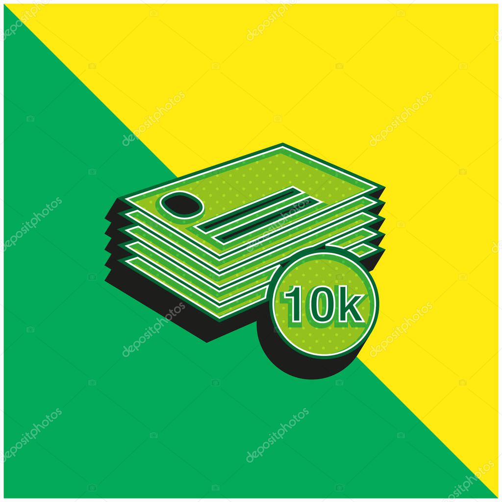10k Of Business Cards Stack Green and yellow modern 3d vector icon logo