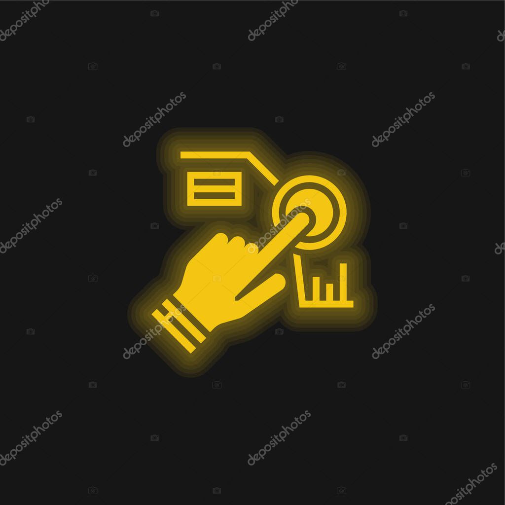 Assistant yellow glowing neon icon
